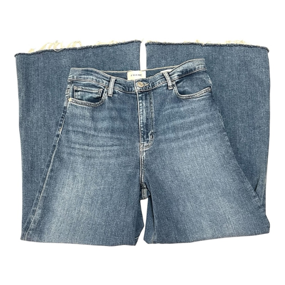 Frame Le Palazzo Crop Wide Leg High Rise Casual Denim Jeans Women’s 30 - Picture 11 of 16